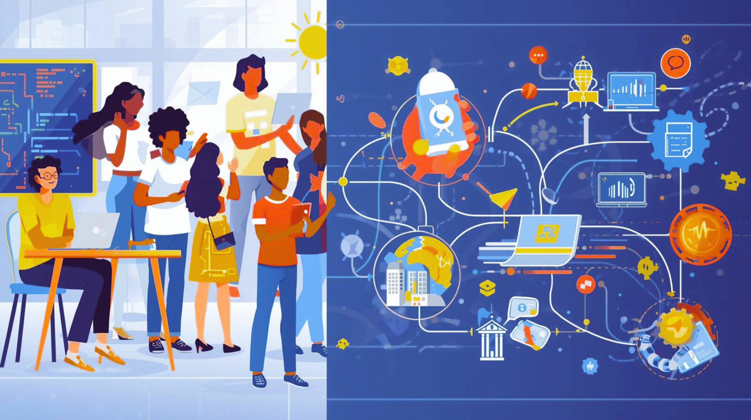 Educator stands in front of the classroom with students